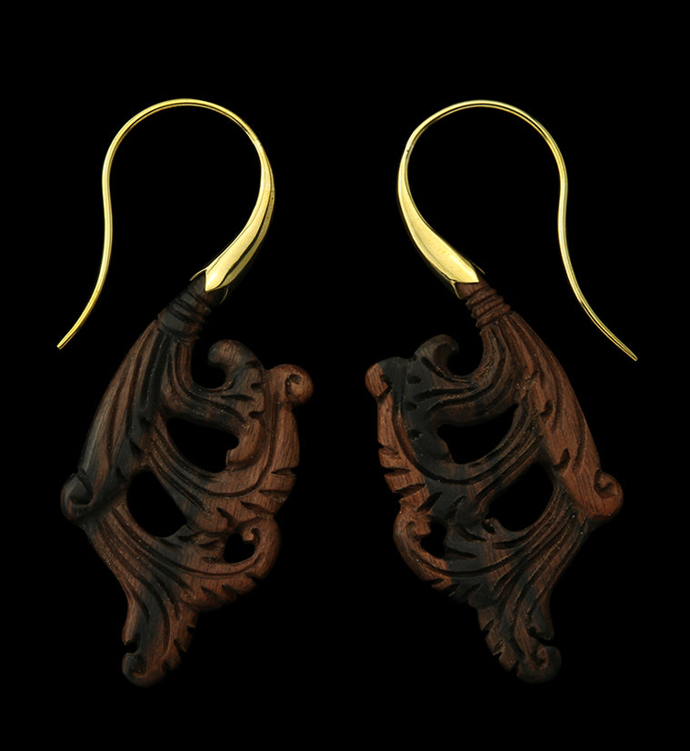 18G Lush Brass Areng Wood Hangers / Earrings