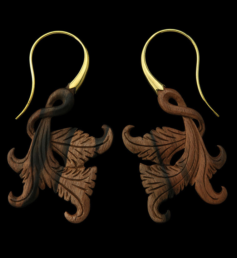 18G Opulent Brass Areng Wood Hangers / Earrings