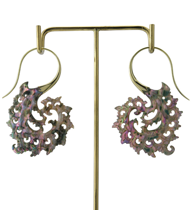 18G Plume Brass Abalone Hangers / Earrings