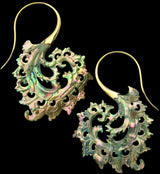 18G Plume Brass Abalone Hangers / Earrings