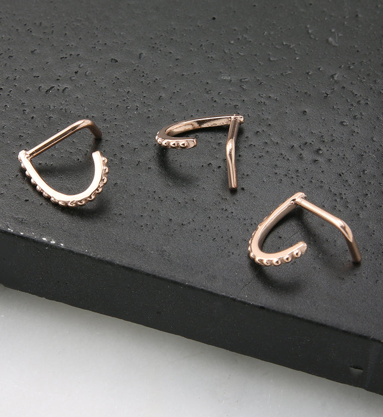 18G Rose Gold PVD Beaded Line Nose Curve
