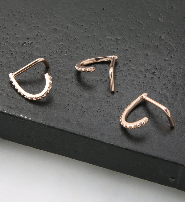 18G Rose Gold PVD Beaded Line Nose Curve