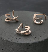 18G Rose Gold PVD Intersect Double Line CZ Nose Curve