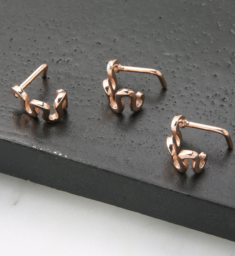 18G Rose Gold PVD Squiggle Nose Curve