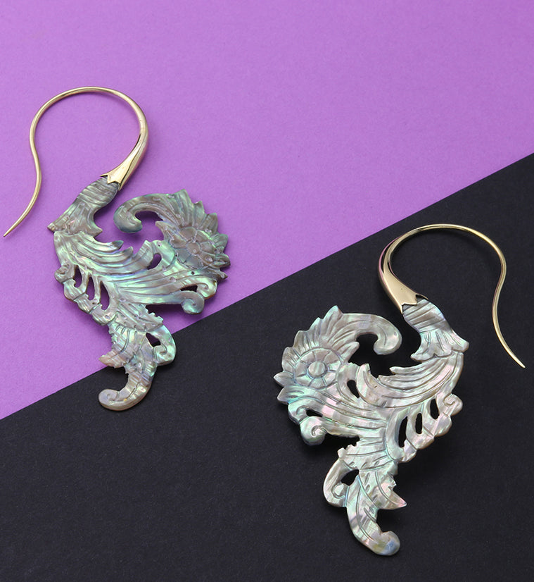 18G Sprig Brass Abalone Hangers / Earrings
