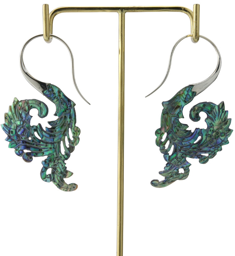 18G Sprig White Brass Abalone Hangers / Earrings