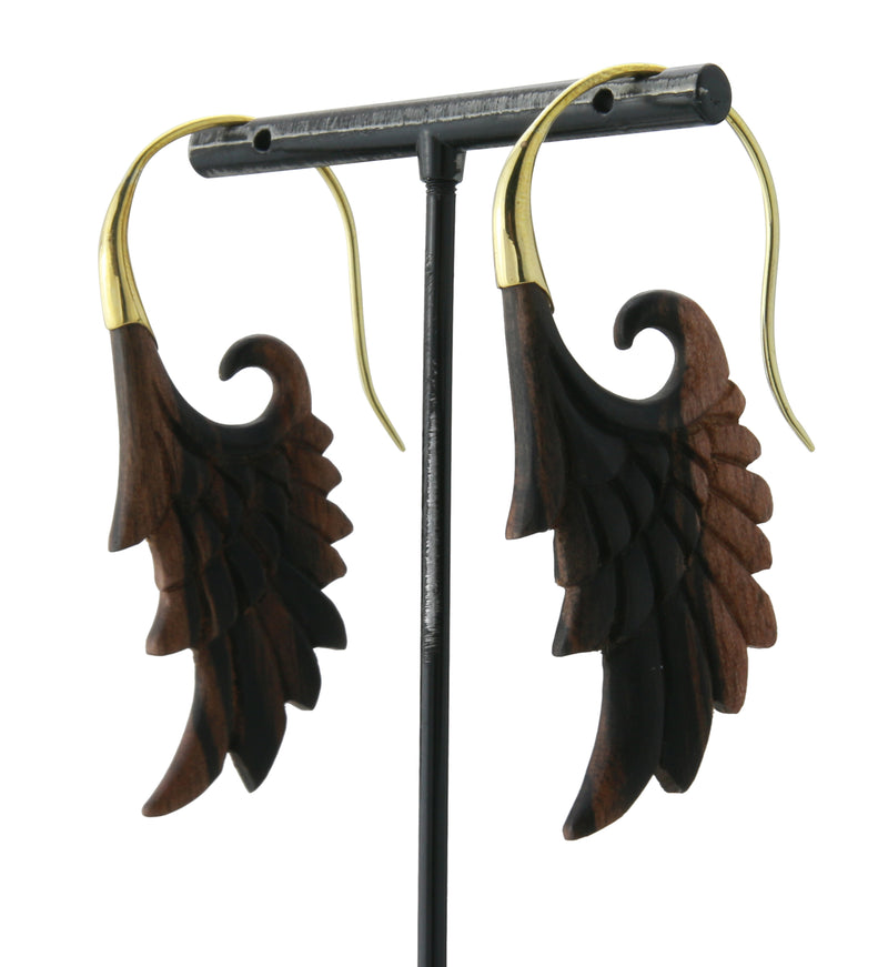 18G Wing Brass Wood Hangers / Earrings