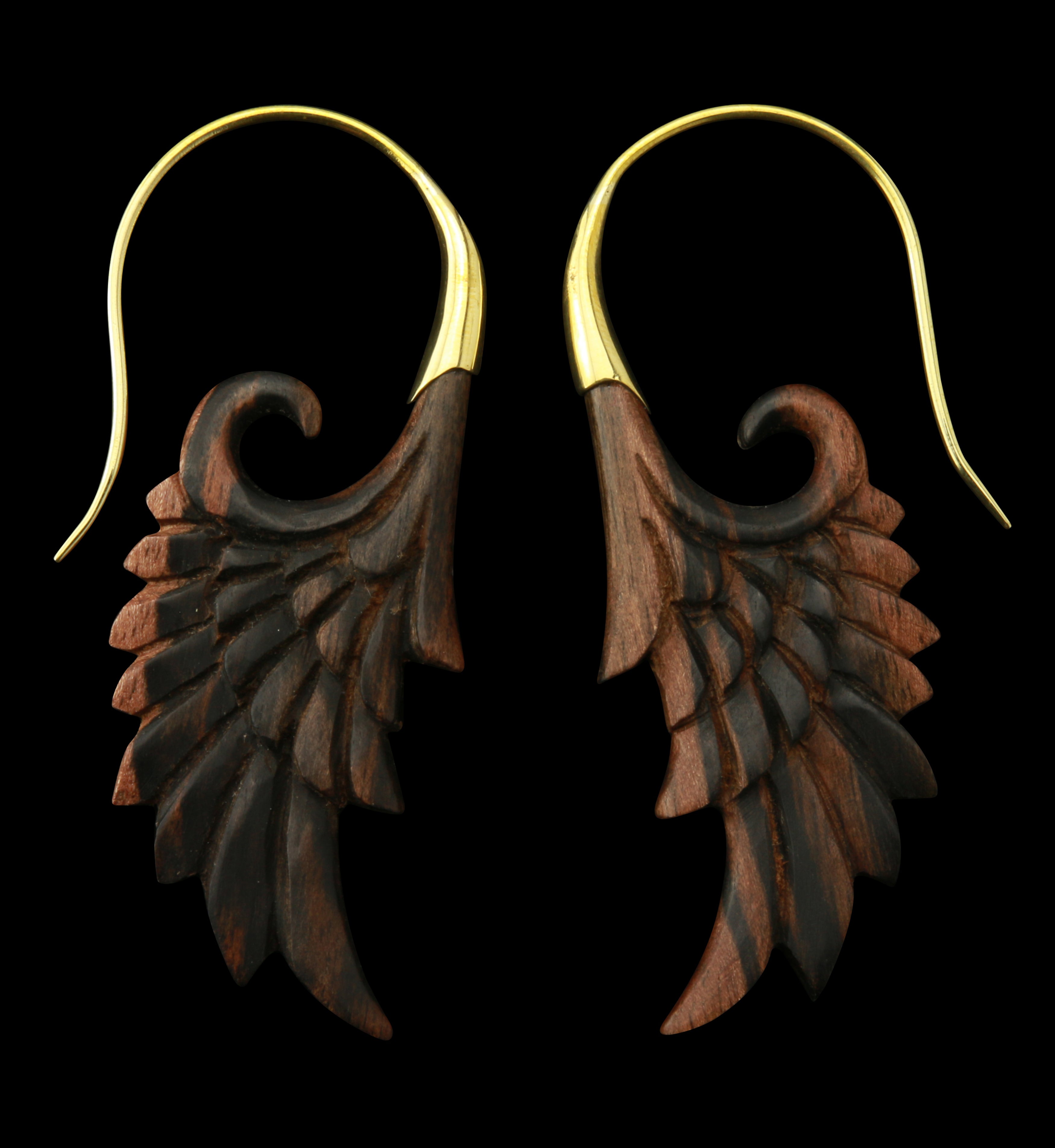 18G Wing Brass Wood Hangers / Earrings