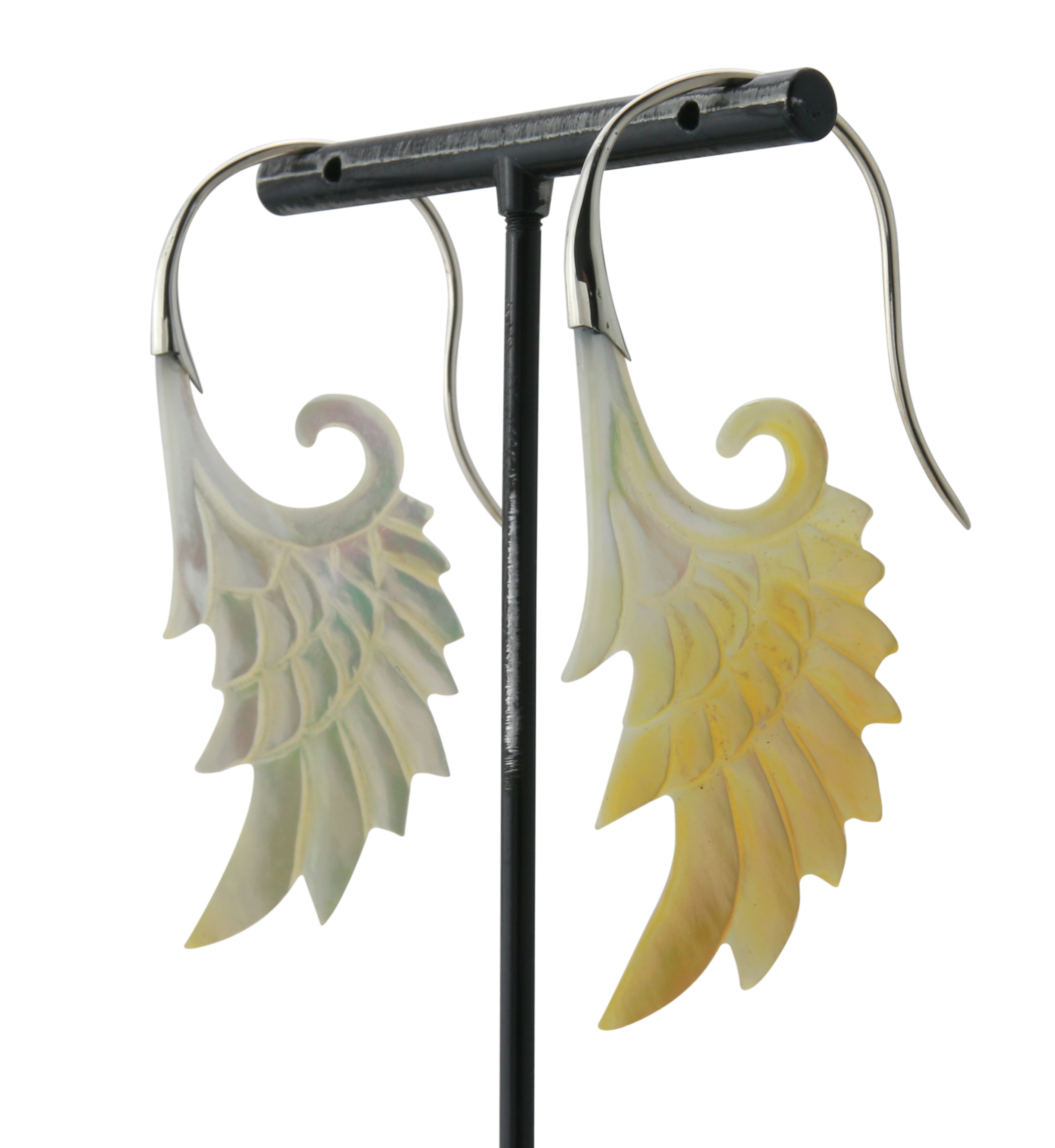 18G Wing White Brass MOP Hangers / Earrings