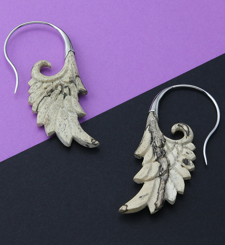18G Wing White Brass Tamarind Wood Hangers / Earrings
