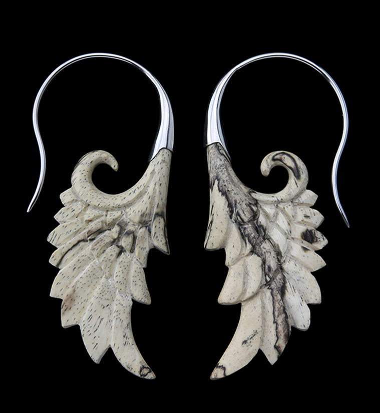 18G Wing White Brass Tamarind Wood Hangers / Earrings