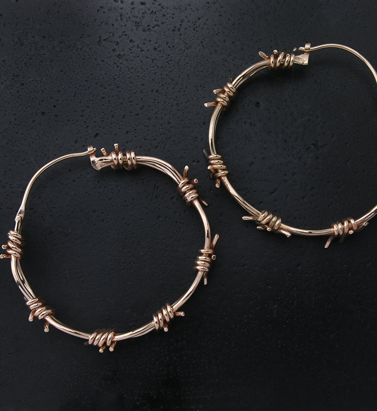 18kt Rose Gold PVD Barbed Wire Brass Ear Weights