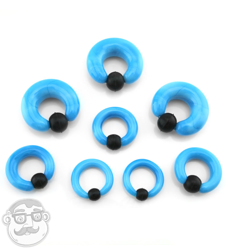 Blue Glass Captive Ring