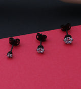 20G Black PVD CZ Prong Titanium Earrings