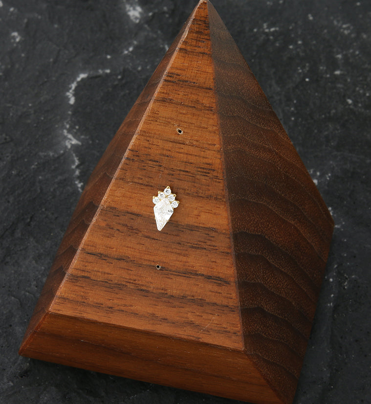 24kt Gold PVD Adorn Clear CZ Threadless Titanium Top