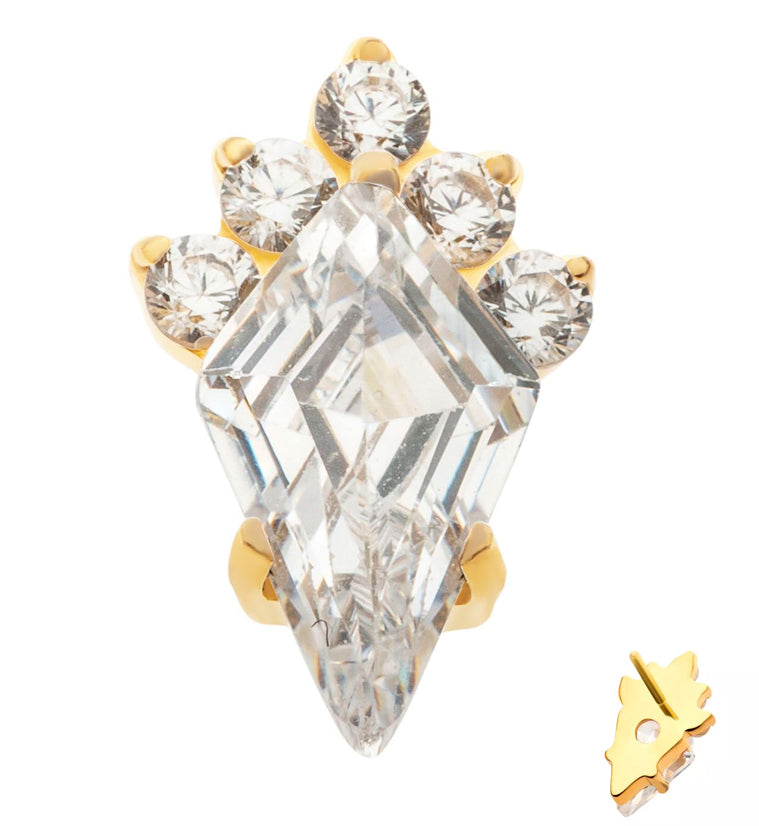 24kt Gold PVD Adorn Clear CZ Threadless Titanium Top