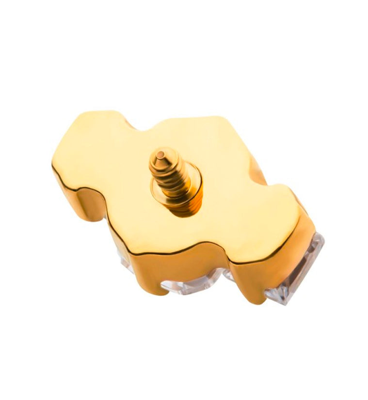 24kt Gold PVD Baronial CZ Internally Threaded Titanium Top