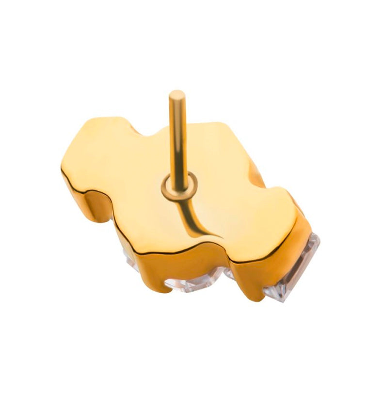 24kt Gold PVD Baronial CZ Threadless Titanium Top