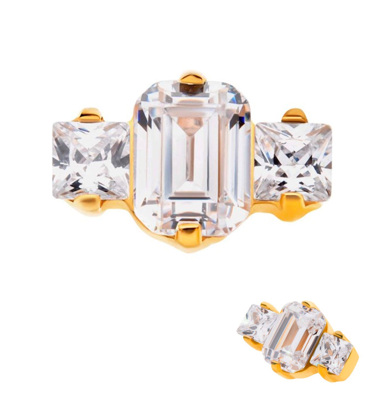 24kt Gold PVD Baronial CZ Threadless Titanium Top