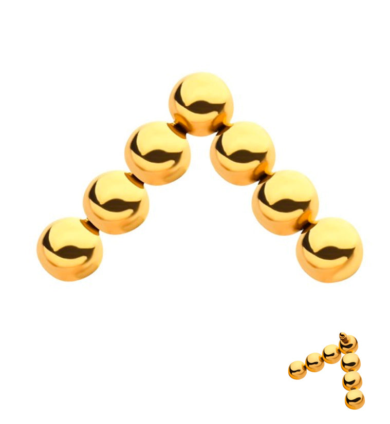 24kt Gold PVD Beaded Arrow Internally Threaded Titanium Top