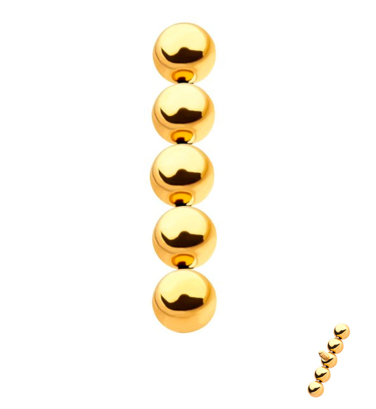 24kt Gold PVD Beaded Line Internally Threaded Titanium Top