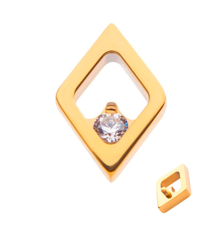 24kt Gold PVD Corundum CZ Internally Threaded Titanium Top