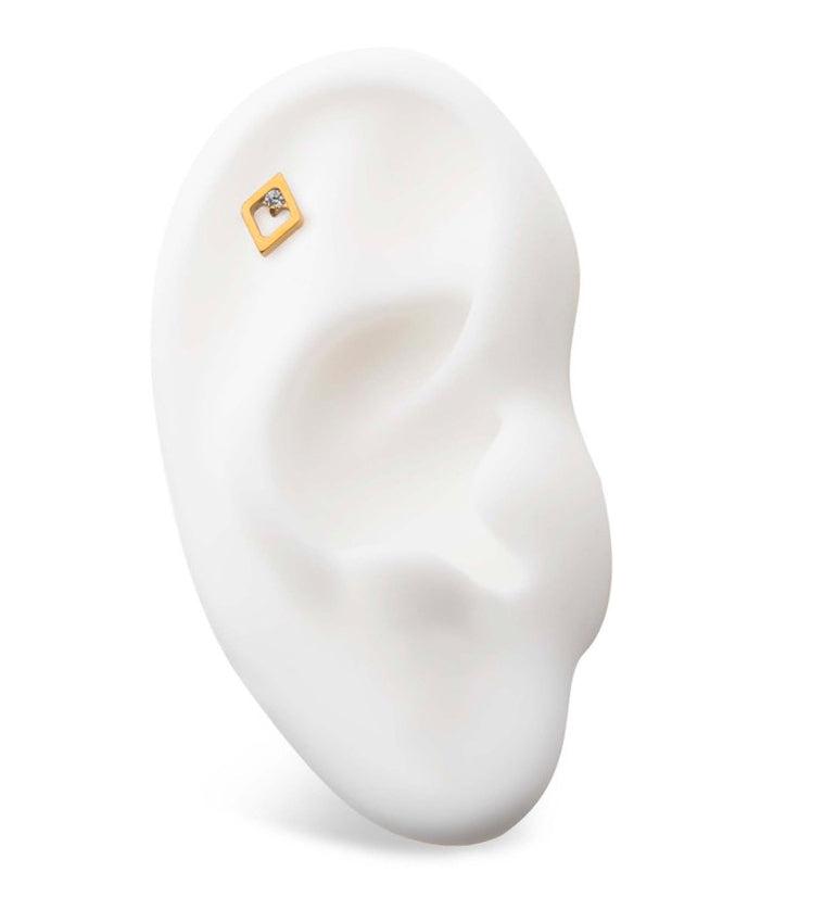 24kt Gold PVD Corundum CZ Threadless Titanium Top