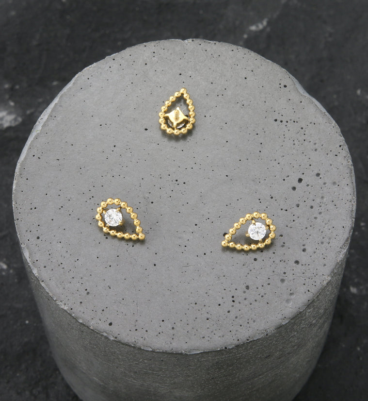 24kt Gold PVD Dewdrop CZ Internally Threaded Titanium Top