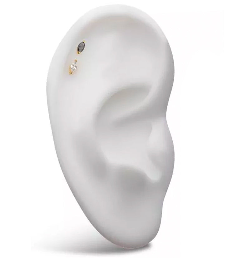 24kt Gold PVD Empress CZ Threadless Titanium Top