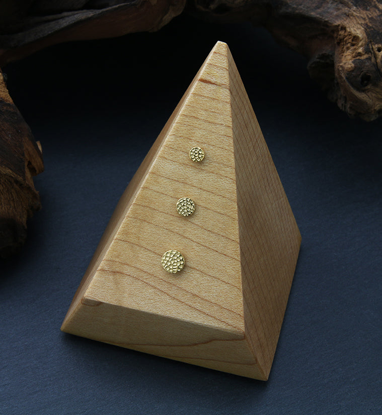 24kt Gold PVD Hammered Disk Threadless Titanium Top