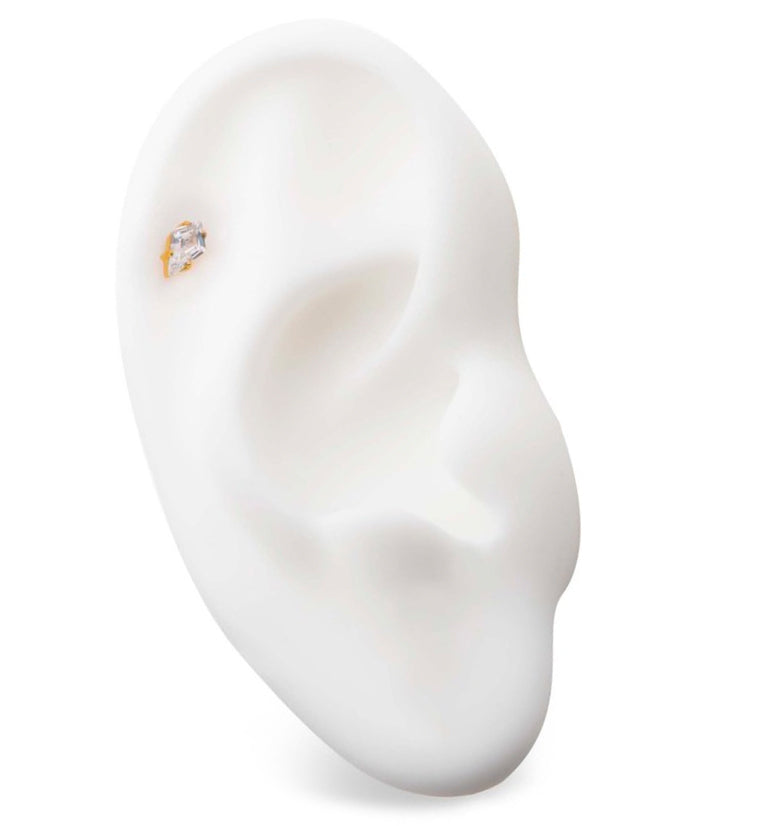 24kt Gold PVD Kite CZ Threadless Titanium Top