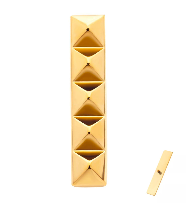 24kt Gold PVD Polyhedra Stud Internally Threaded Titanium Top