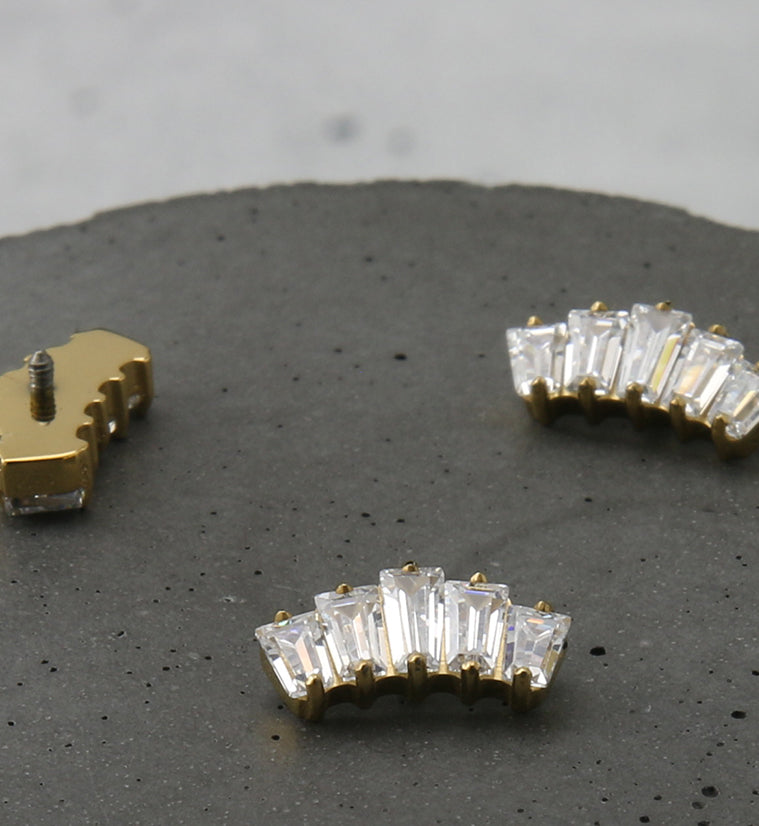 24kt Gold PVD Quinary CZ Internally Threaded Titanium Top