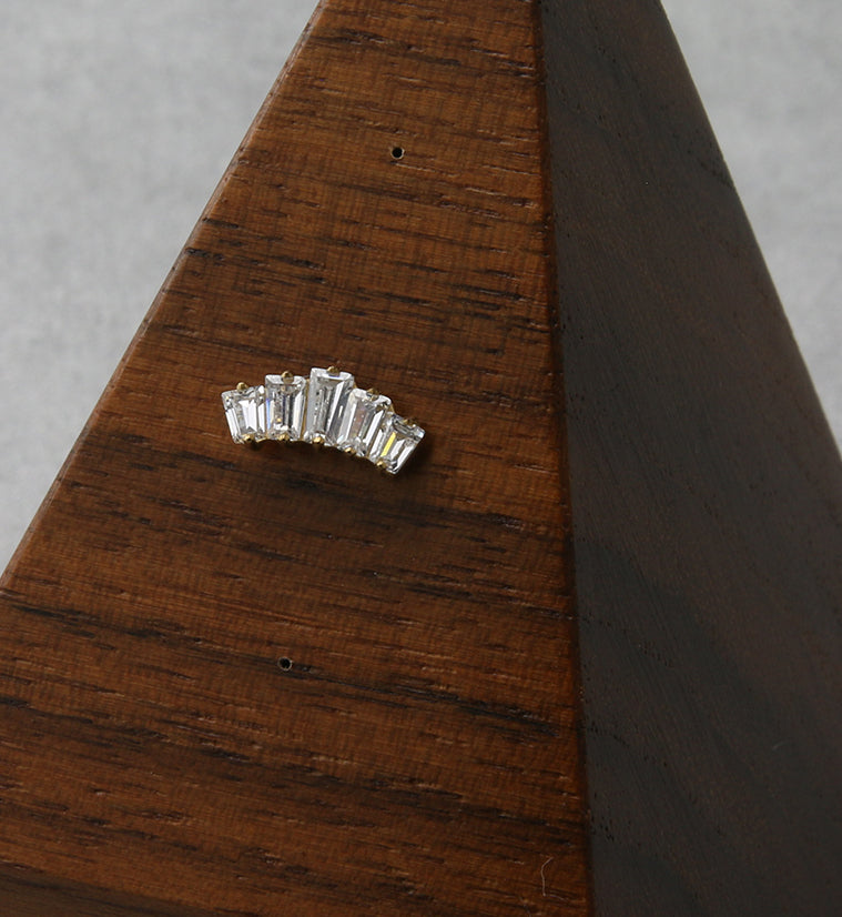 24kt Gold PVD Quinary CZ Threadless Titanium Top