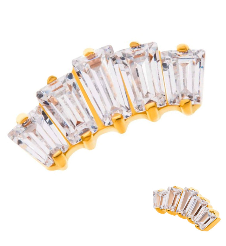 24kt Gold PVD Quinary CZ Threadless Titanium Top