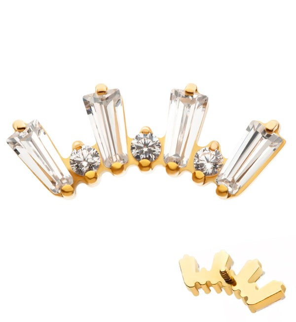 24kt Gold PVD Sequential Clear CZ Internally Threaded Titanium Top