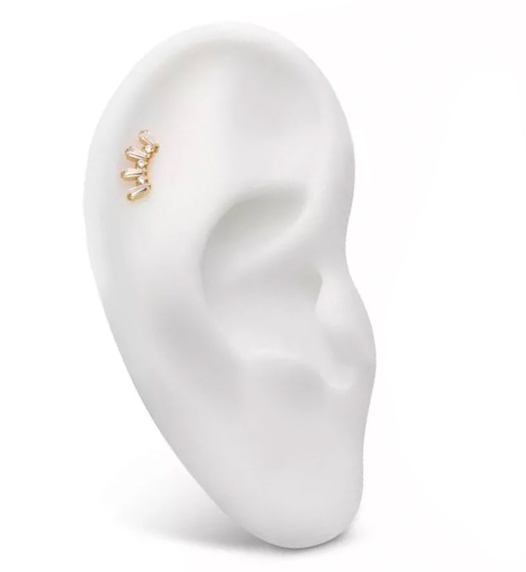 24kt Gold PVD Sequential Clear CZ Threadless Titanium Top