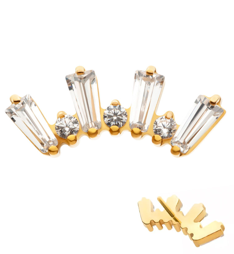 24kt Gold PVD Sequential Clear CZ Threadless Titanium Top