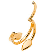 24kt Gold PVD Snake Wrap CZ Titanium Hinged Segment Ring