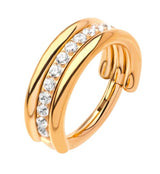 24kt Gold PVD Stacked Core CZ Titanium Hinged Segment Ring