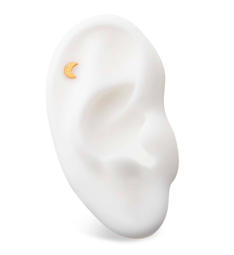 24kt Gold PVD Stamped Half Moon Threadless Titanium Top