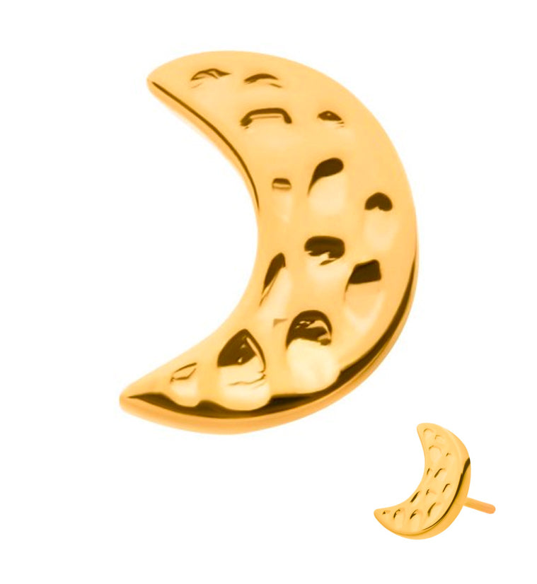 24kt Gold PVD Stamped Half Moon Threadless Titanium Top