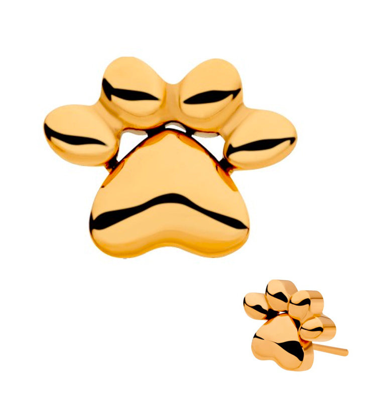 24kt Gold PVD Titanium Paw Print Threadless Top