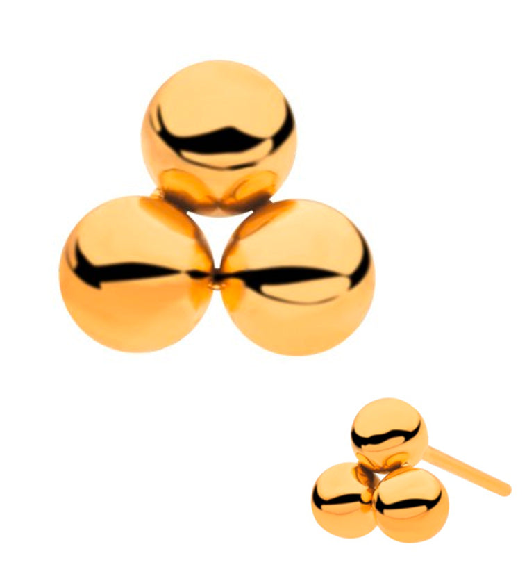 24kt Gold PVD Titanium Triple Ball Threadless Top