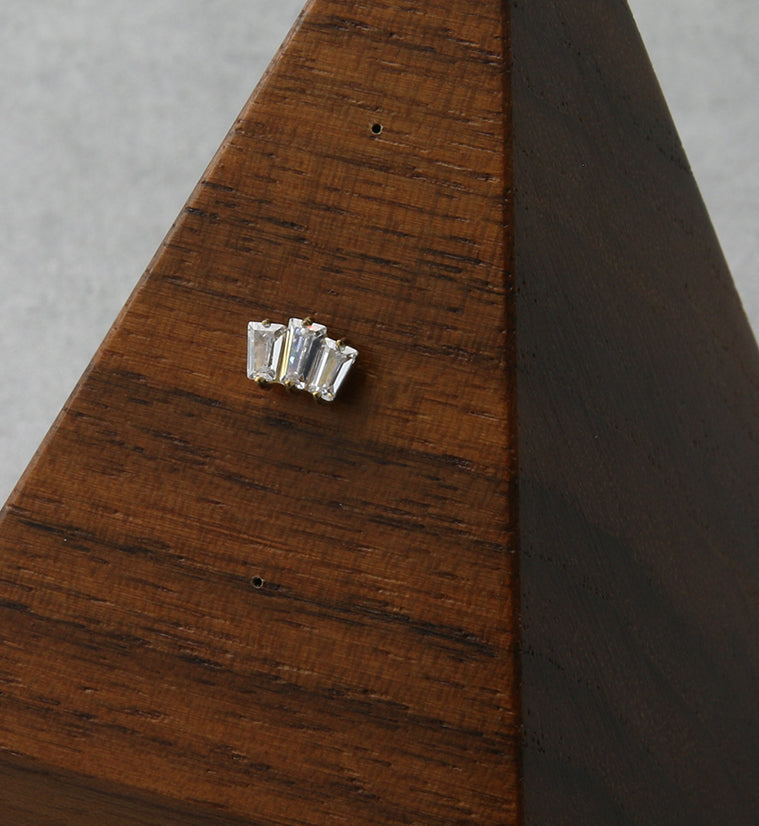 24kt Gold PVD Trinal CZ Threadless Titanium Top