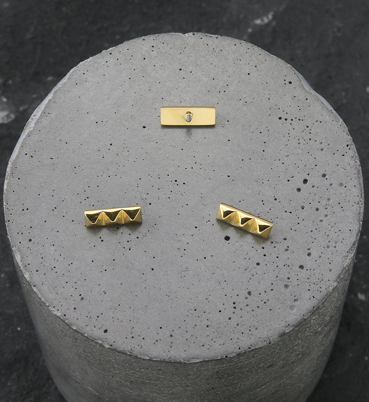 24kt Gold PVD Triple Poly Stud Internally Threaded Titanium Top