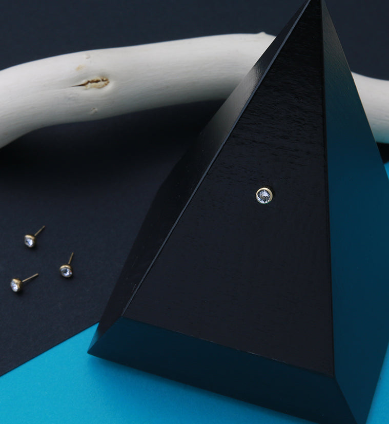 24kt Gold PVD Titanium Bezel Set CZ Threadless Top