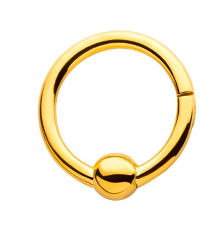 24kt PVD Gold Titanium Hinged Segment Captive Bead Ring