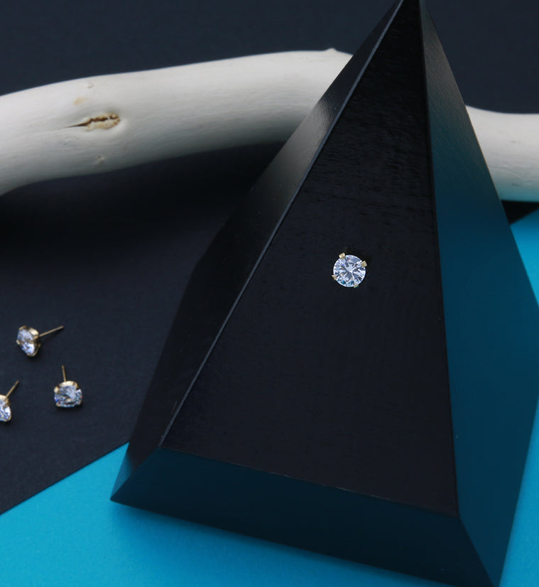 24kt Gold PVD Titanium Prong Set CZ Threadless Top