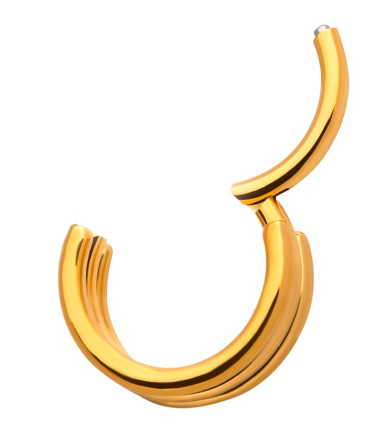 24kt Gold PVD Titanium Triple Bar Hinged Segment Ring